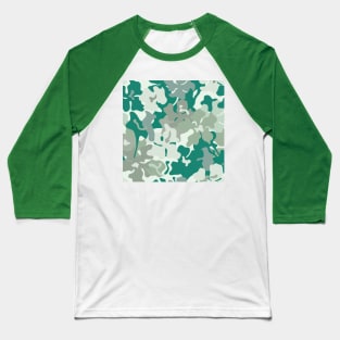 Bold Florals / Retro Shapes in Green Baseball T-Shirt